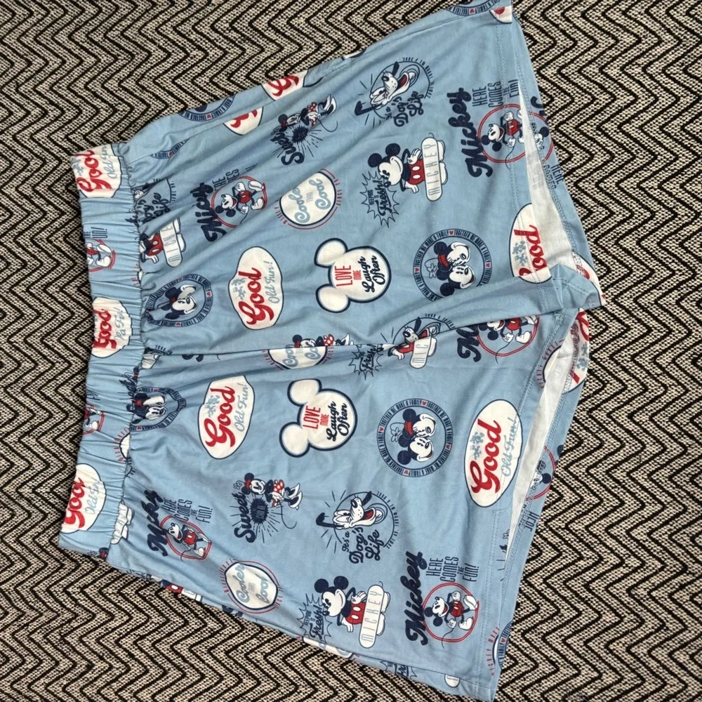 Disney Mickey & Minnie Mouse Blue, Red, White Pajama Shorts and Shirt Set - Picture 5 of 6